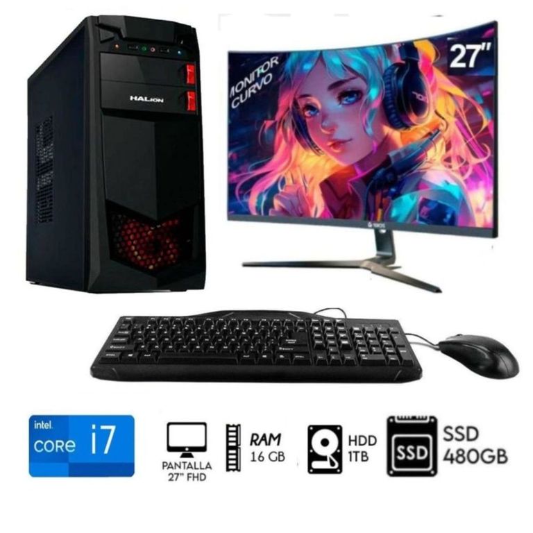Computadora PC Intel Core i7 32Ghz Ram 16GB Disco 1TB+SSD 480GB Monitor 27´´FHD