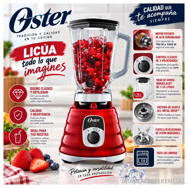 Licuadora Clásica de 3 velocidades Perilla Ergonómica BLST4126R