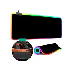 SEISA - Mouse Pad Gamer RGB XL 80x30cm, Alfombrilla LED Antideslizante para Teclado y Mouse