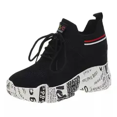 GENERICO - Zapatillas mujer running taco interno 7 importadas blanca negra