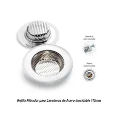 GENERICO - Rejilla Filtrador para Lavaderos de Acero Inoxidable 115mm