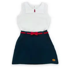 VALU MODA INFANTIL - Blusa y falda corduroy azul