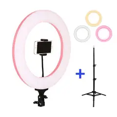 NEO DIGITAL - Trípode y Aro de Luz Led 16 pulgadas 41cm Sesión de Foto RL02 Rosado