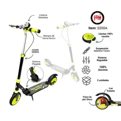 GENERICO - SCOOTER PARA NIÑOS DE ALUMINIO LINIAL AMARILLO