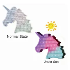 MEGIMPERU - Juguete Pop It Sensorial Antiestrés Unicornio Fotocromatico