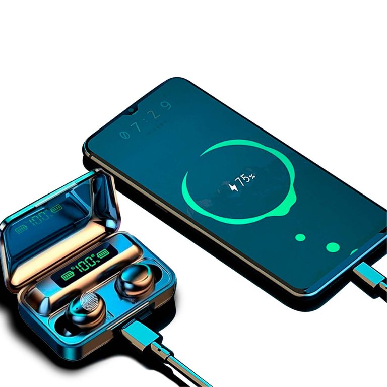 Audífonos inalámbricos pantalla led bluetooth f9- con power bank