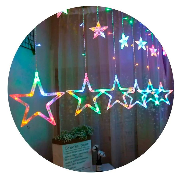Cortina Cadena LED 3m Luz multicolor Navideño Estrellas