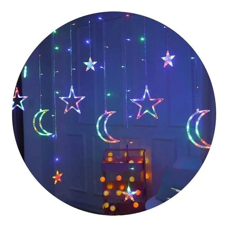 Cortina Cadena LED 3m Luz multicolor Navideño Luna