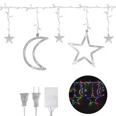OEM - LED Decorativos RGB de 3m Estrellas y Luna Cortinas Navideñas