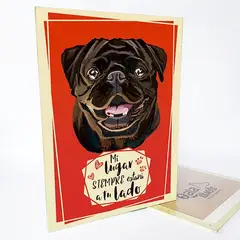 QALA DISEÑO - Cuadro Decorativo - - Perro Pug N - 30x225 cms