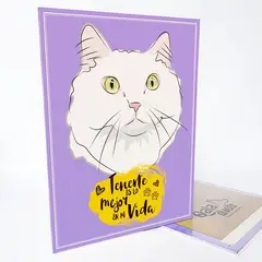 QALA DISEÑO - Cuadro Decorativo - - Gato Blanco - 30x225 cms