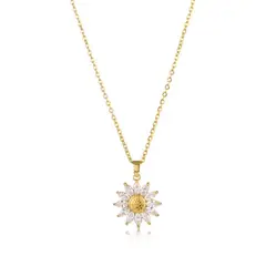 CLEO JOYAS & ACCESORIOS - Collar girasol baño de oro mujer