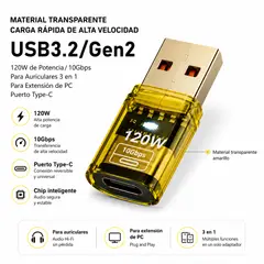 GENERICO - Adaptador Tipo C a USB 3.0 Compatible con carga iPhone 17, 16, 15