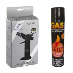 GENERICO - Kit Soplete Flameador Profesional Cocina Recargable Doble Cañon gas