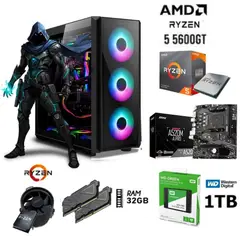 AMD - COMPUTADORA PC GAMER RYZEN 5 5600GT 3.2GHZ RAM 32GB DISCO SSD 1TB CASE 500W