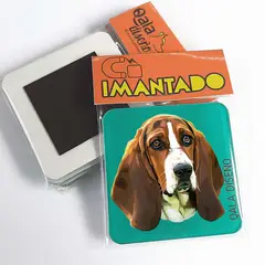 QALA DISEÑO - Imantado de Acrílico - - Perro Basset Hound - Magneto 6x6