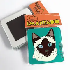 QALA DISEÑO - Imantado de Acrílico - - Gato Siamés - Magneto 6x6