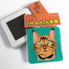 QALA DISEÑO - Imantado de Acrílico - - Gato Atigrado - Magneto 6x6