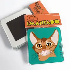 QALA DISEÑO - Imantado de Acrílico - - Gato Orejón - Magneto 6x6