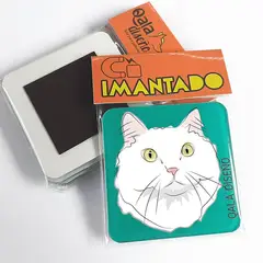 QALA DISEÑO - Imantado de Acrílico - - Gato Blanco - Magneto 6x6