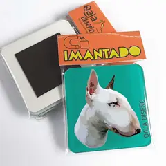 QALA DISEÑO - Imantado de Acrílico - - Perro Bull Terrier - Magneto 6x6