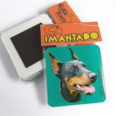 QALA DISEÑO - Imantado de Acrílico - - Perro Doberman - Magneto 6x6