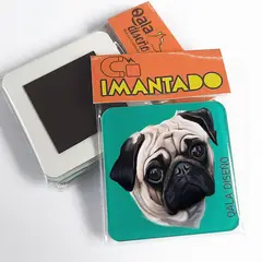 QALA DISEÑO - Imantado de Acrílico - - Perro Pug - Magneto 6x6