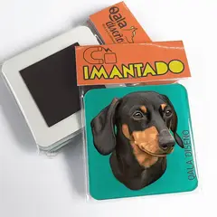 QALA DISEÑO - Imantado de Acrílico - - Perro Salchicha N - Magneto 6x6