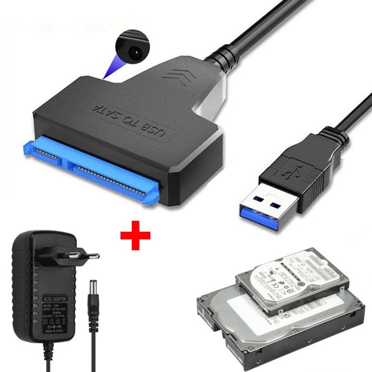 Cable Adaptador Sata A Usb 3.0 Discos Escritorio 3.5" 2.5 Ssd+Cargador