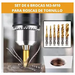 GENERICO - Brocas Para Hacer Roscas- Avellanador Set 6 Pz Titanio