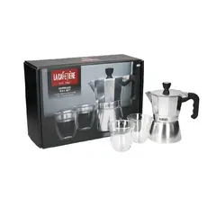 LA CAFETIERE - Cafetera moka 180ml y 2 vasos 65ml set