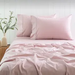 ISATEX HOME - Juego de Sábanas Rosado Bebe Queen De Algodón Pima 200 HIilos