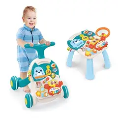 JP SOPORTECOM - Andador Y Mesa Activa Para Bebés 2 En 1 Celeste