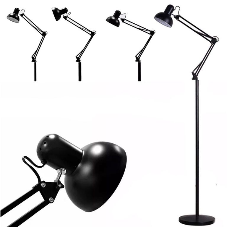 Lampara de piso 1.80 metros con brazo flexible graduable negra