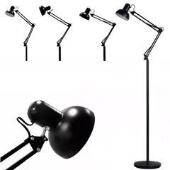 SEISA - Lampara de piso 1.80 metros con brazo flexible graduable negra