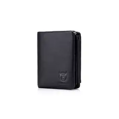 BULLCAPTAIN - - Billetera de Cuero Mate QB-02-BK Negro