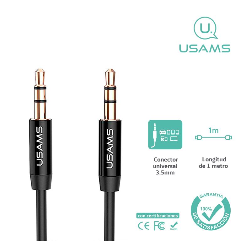 Cable Audio 3.5mm a 3.5mm Negro YP-01