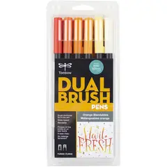 TOMBOW - Plumones dual brush set tonos naranja 6 unidades