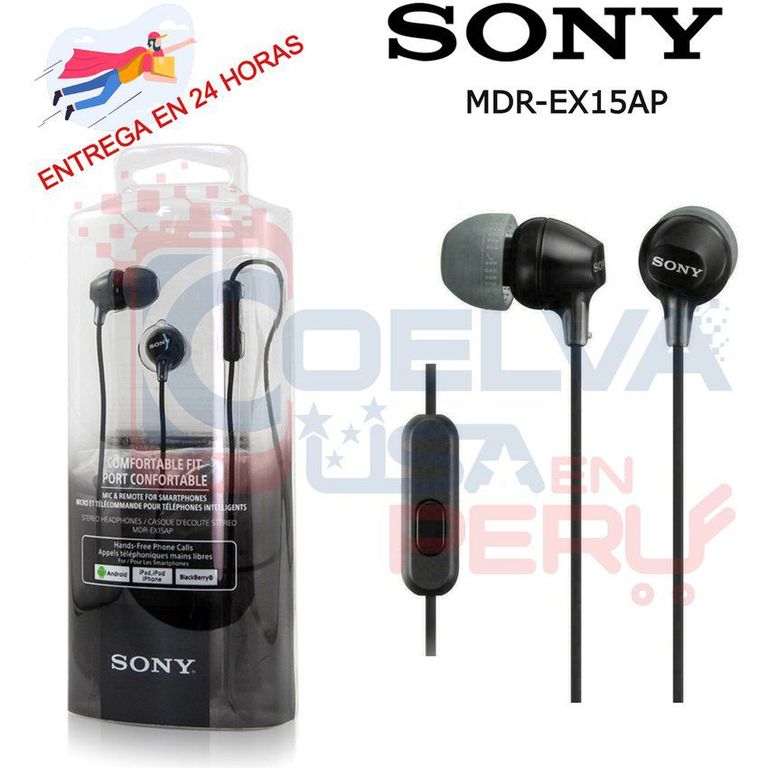 Audífonos EX15AP Extra Bass Earbuds Micrófono - Negro