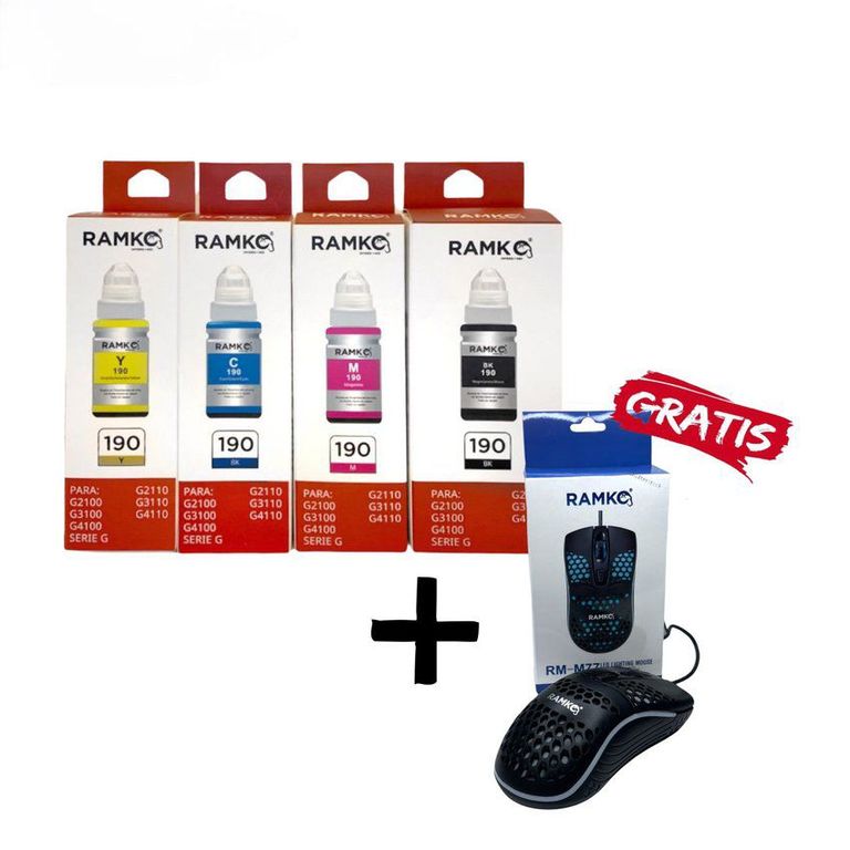 Combo 4 tintas compatibles para Gi-190 más mouse