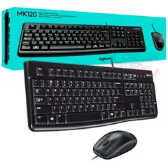 LOGITECH - Combo Kit MK120 Teclado y Mouse Alámbrico USB Clases - Negro