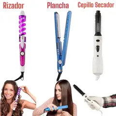 OEM - Tripack Plancha Alisador Nano Cepillo Secador Rizador Ondulador.