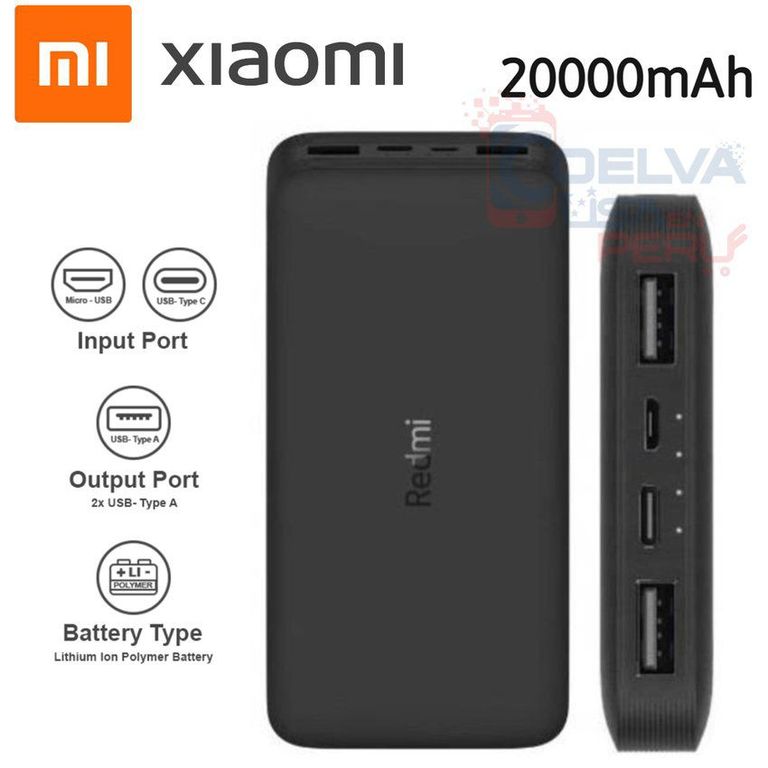 Cargador Portátil Redmi Power Bank 20000mah Fast Charger Negro