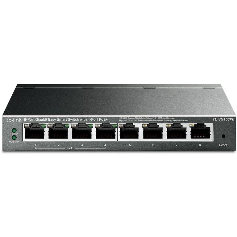 TP-Link - Switch TL-SG108PE de 8 Puertos Gigabit (4 Puertos POE+)