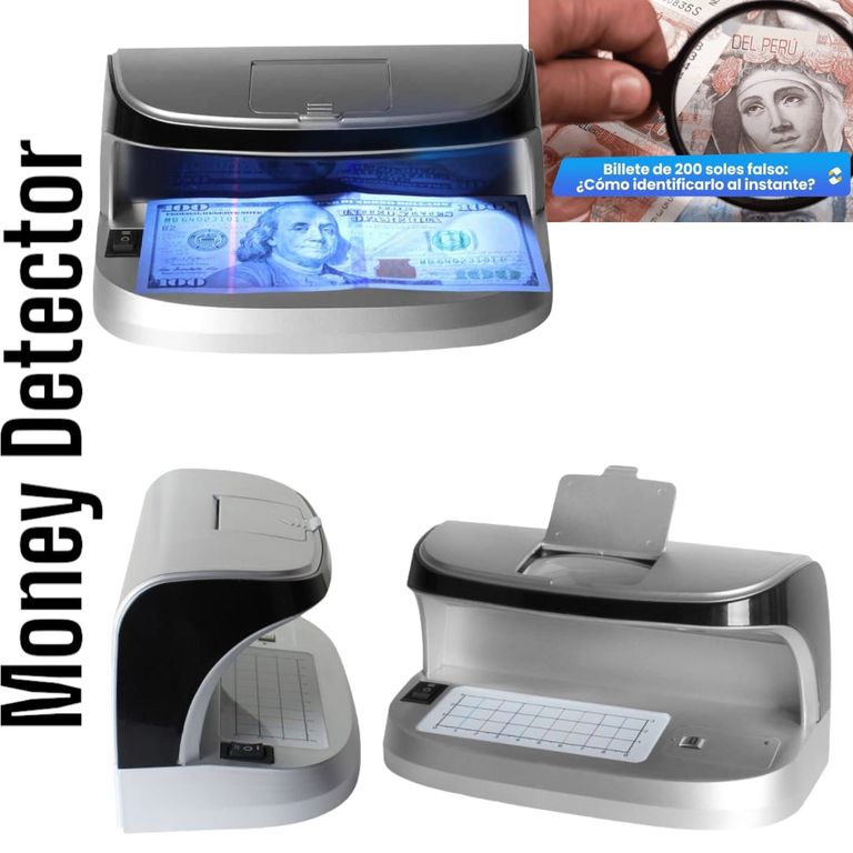 Detector de Billetes Verdaderos UV Luz Blanca Lupa Recargable