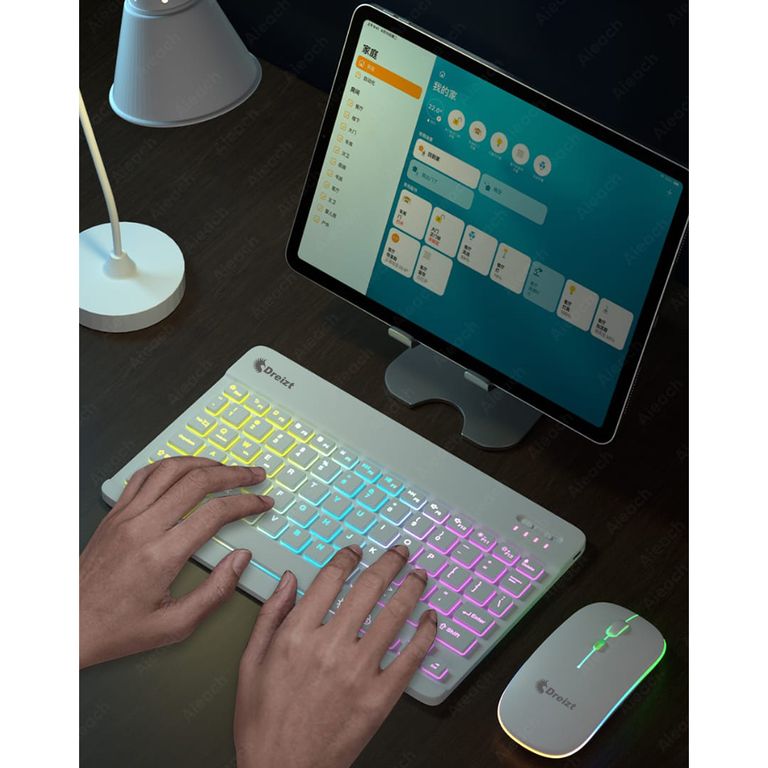 Kit Teclado y Mouse RGB Bluetooth Multidispositivo GR270026 Blanco
