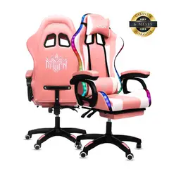 XION - Silla Gamer Raven RGB con Luces Masajeador Rosado