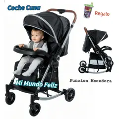 EBABY - Coche para Bebe Funcion Mecedor con Cubrepies Black