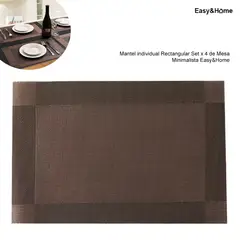 EASY&HOME - Mantel individual Rectangular Set x 4 Marrón Oscuro