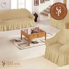 SALA FABULOSA - Funda de mueble spandex burbuja 3-2-1 - Color crema